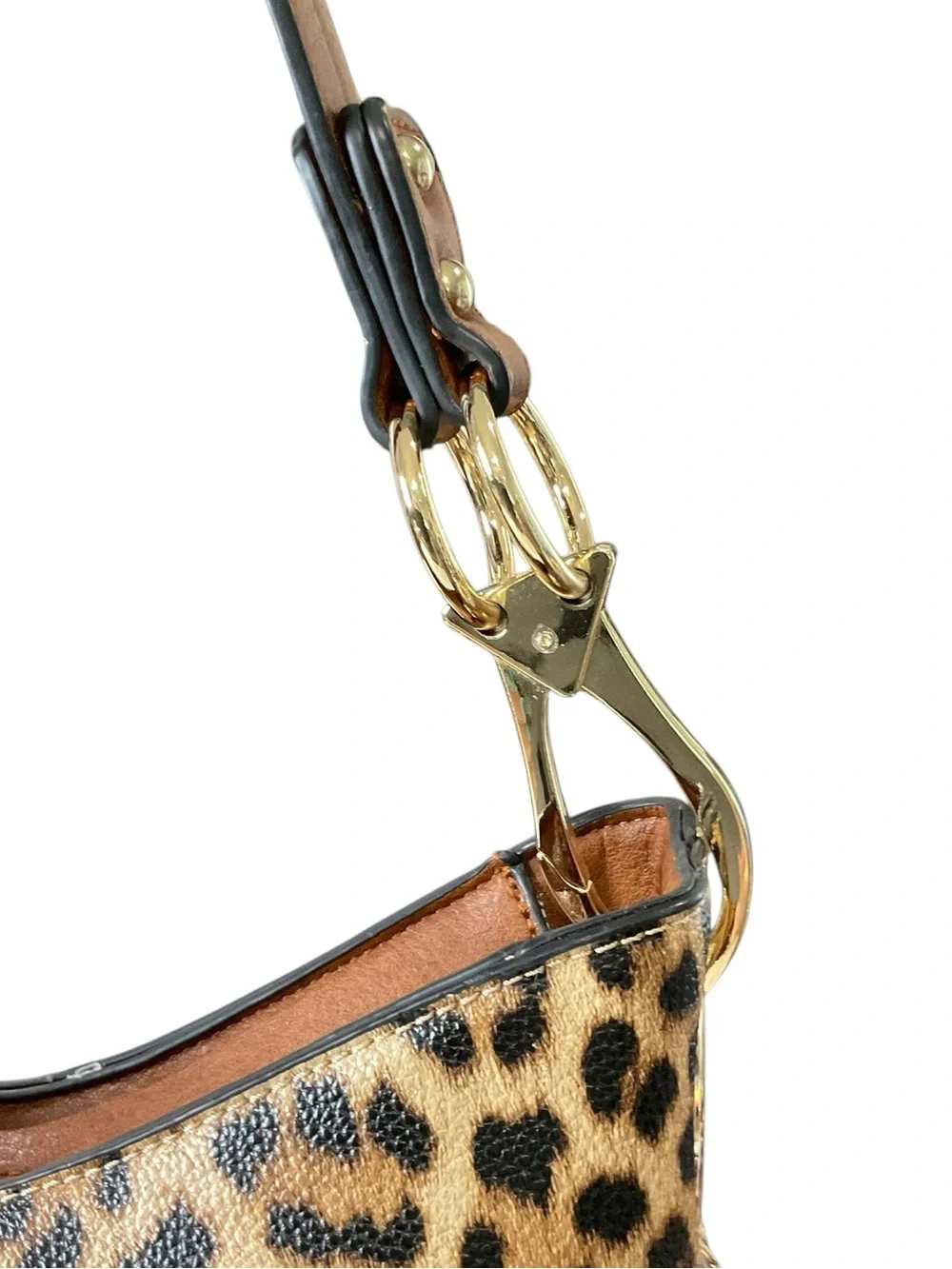 Jen & Co Leopard Print Hobo Bag with Tassel Zips - Brown